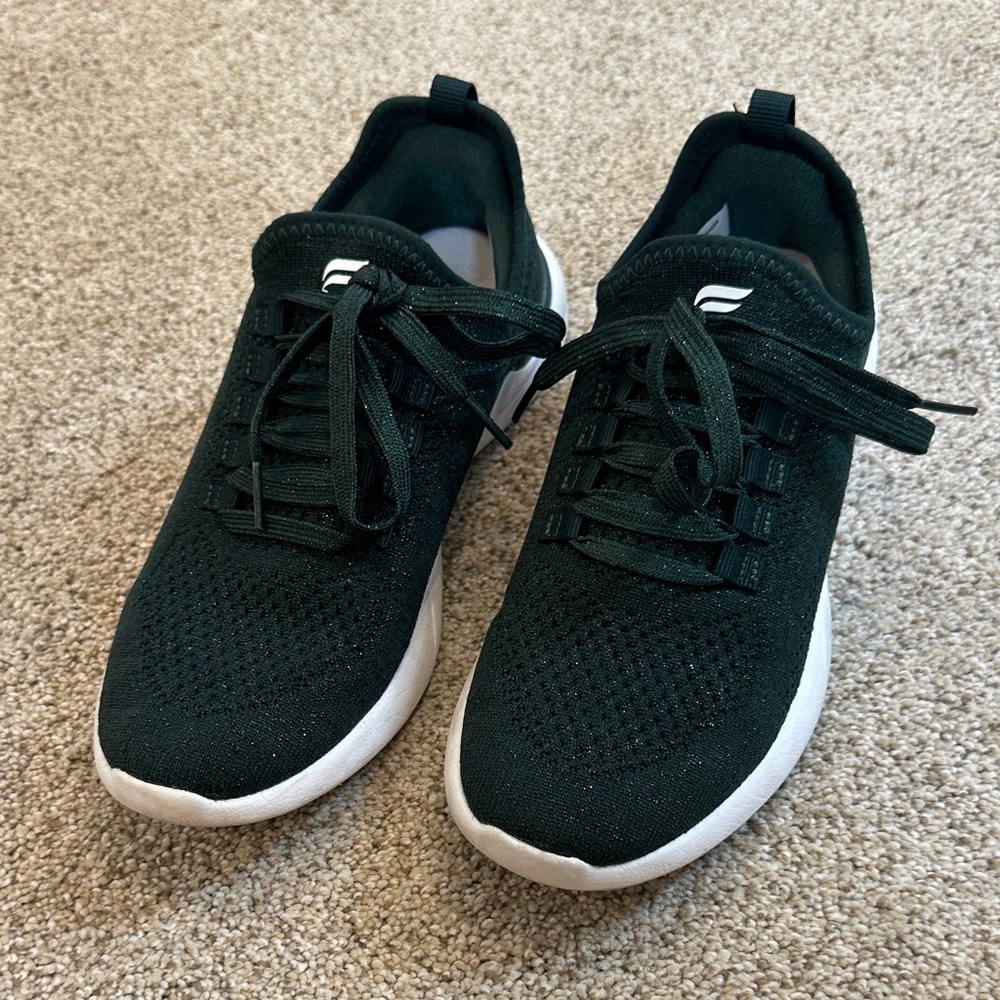 Fabletics Green Knit Lace-Up Active Sneakers with White Sole
